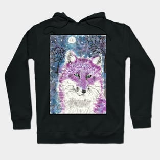 purple fox  moon art Hoodie